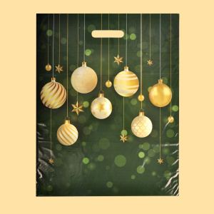 Bag "Christmas ornaments", green,40х50 LDPE 30 µм 0