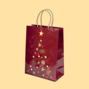 Bag "Christmas tree", burgundy, L1-863, 24+12/33 см 0