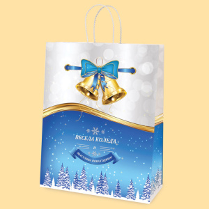 Bag "Merry Christmas", Blue XXL1-783 - 34+14/43 cm 0