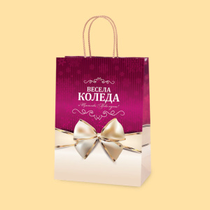 Bag "Merry Christmas", bordeaux L1-834 - 24+12/33 cm 0