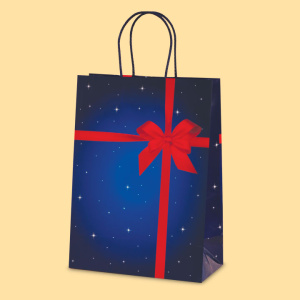 Gift  bag  with red ribbon  L1-858 - 24+12/33 cm 0