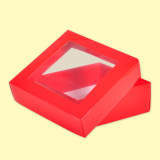 Gift box with lid 22x22/8, red with window 0