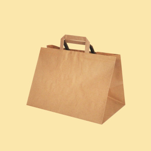 Natural paper bag with wide bottom "Take away", FSC Recycled 100% 0