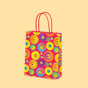 Paper bag S1-131, "Circles" - pink - 20+8/25 cm. 0