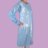 Protective polyethylene apron with long sleeves 1