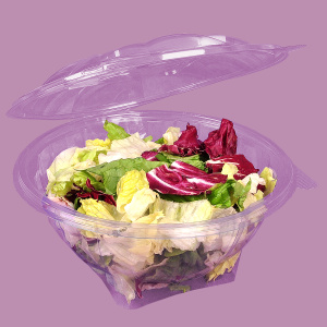 Click for enlarging Round bowl for salad with lid attached 2