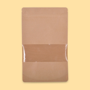 Click for enlarging Stand Up Zipper Pouches 16х27+(2х4,5), Brown with window 0