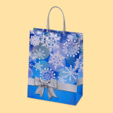 Bag "Christmas ribbon", blue L1-851 - 24+12/33 cm 0